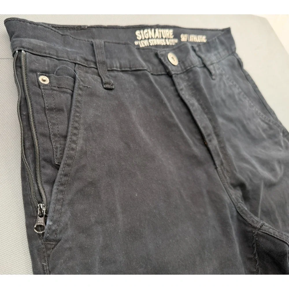 Signature by Levi Strauss S67 Athletic Fit Pants Black Stretch | Men's 32x32
